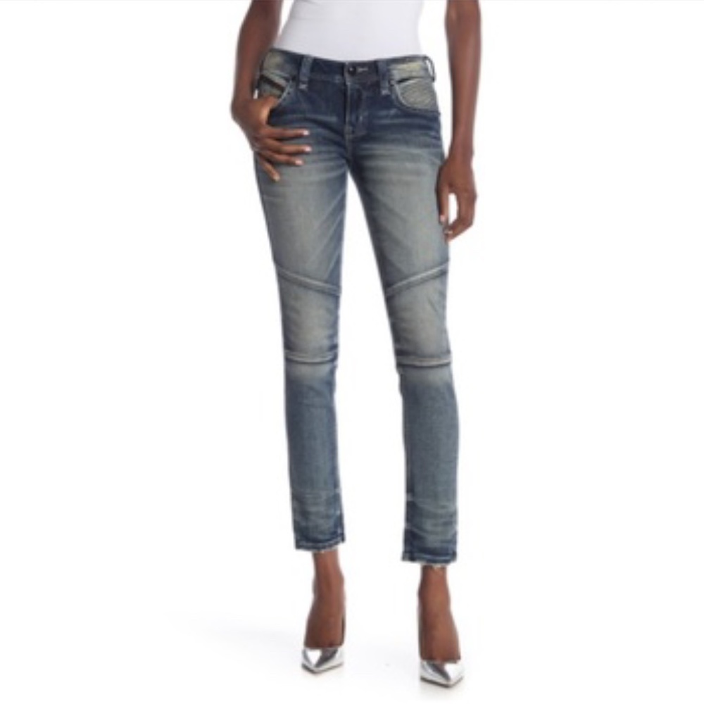 NWT Rock Revival Distressed Moto Skinny Jeans 27